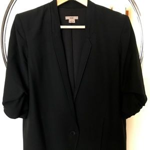 Helmut lang black blazer collarless 3/4 stitched up sleeve size 8